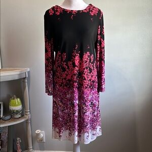[ALLEN B] Multicolor Ombré Floral Dress - Size XL